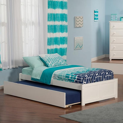 AFI Concord Twin XL Size Platform Bed with Footboard & Twin XL Trundle in White
