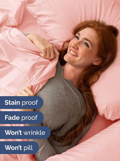 Extra Deep Full Sheet Set - 6 Piece Breathable & Cooling Sheets - Hotel Luxury Bed Sheets Set - Easy & Secure Fit - Soft, Wrinkle Free & Comfy Sheets Set - Baby Pink Sheet Set with Extra Deep Pockets