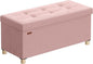 SONGMICS Storage Ottoman Bench, Folding Storage Chest, 15 x 30 x 15.2 Inches, Foot Rest Stool, 20 Gal. (77 L), Velvet Surface, for Bedroom, Entryway, Living Room, Jelly Pink ULSF0517R01