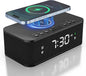 Digital Alarm Clock White Noise, Loud Digital Alarm Clocks Bedrooms, Alarm Clock Speaker Wireless Charger AUX USB Bluetooth Speaker 12/24H Dual Alarm Snooze Adjustable Brightness, Black