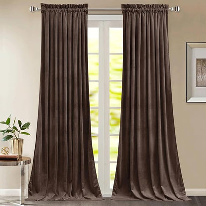 StangH Reddish Brown Velvet Curtains for Living Room 2 Panels, Thermal Insulated Light Blocking Window Drapes, Luxury Heavy Thick Panels for Display Window/Party Backdrops, W52 x L96, 2 Panels