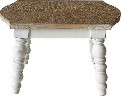 dwellington Wooden Bathroom Farmhouse Step Stool, Wood Foot Stool for Adults Kids, Bedside Step Plant Stand for Kitchen