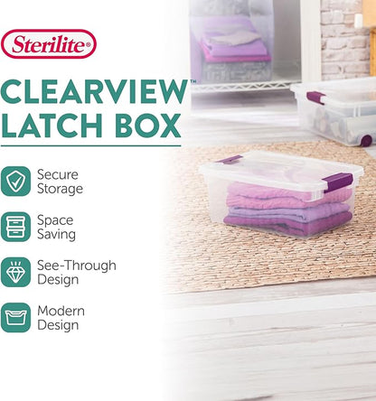Sterilite 48-Pack 15 Quart ClearView Latch Box, Stackable Organizer Bins with Latching Lids - Clear Plastic Organization Containers for Closet, Bedroom, Shelving Units and Everyday Home Storage