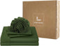 Linen World King Size 400TC Cooling Bed Sheet Set - 100% Organically Grown Viscose Sheets, Silky Soft & Breathable, Deep Pocket Fits Up to 16", 4-Piece Sheets with Pillowcases,Juniper Green
