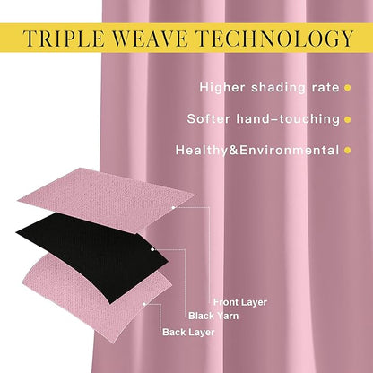 NICETOWN Blackout Sliding Glass Door Curtains, Room Darkening Thermal Insulated Curtains for Living Room Bedroom, Extra Wide Window Drapes, 1 Panel, W80 x L118, Rouge Pink