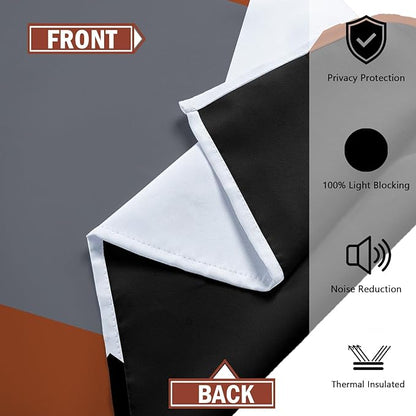 Burnt Orange 100% Blackout Curtains for Bedroom 72 inch Length 2 Panels Set Grey Modern Abstract Geometric Fall Black Out Curtains Insulated Room Darkening Window Drapes for Living Room, 52Wx72L