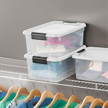 Sterilite 18-Pack Ultra Latching Box, Storage Bins with Lids, Clear Plastic, 18 Quart - Heavy-Duty Organizing Containers for Closet, Bathroom, and Office