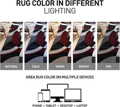Rugshop Red Modern Geometric Indoor Area Rug, Overlapping Circle Pattern, Fade Resistant, Non-Shedding, for Living Room, Bedroom and Home Office, 5'3" x 7'3"