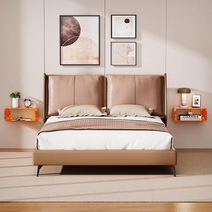 Acrylic Floating Nightstand, Bedside Table, Nightstand Shelf Wall Mounted Bedside Shelf (Orange, Small)