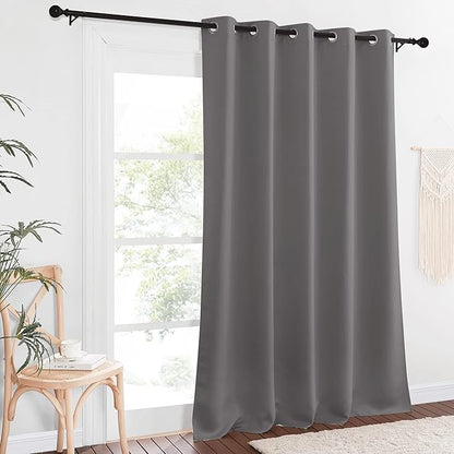 NICETOWN Blackout 118 inch Long Curtain for Living Room, Grommet Room Divider Sound Reducing Window Treatment for Sliding Glass Door/Bedroom, Gray, W66 x L118, 1 Panel
