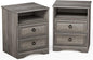 Set of 2 Nightstand with 2 Drawers, 18"W Night Stand with Drawers for Bedroom, Large Accent Bed Side Table and End Table with Open Compartment-Easy Pull Handle, Textured Border for Living Room,Gray
