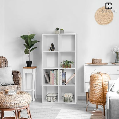 CAPHAUS Sturdy Room 11-Inch Cube Storage Organizer Shelf, with Thick Exterior Edge, Storage Shelf Divider w/Back, Bookcase, 6-Cube, Rustic Grey Oak