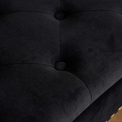 Velvet Storage Bench with Gold Legs& Nailhead Trim, 40" Wide Upholstered Modern Bedroom Bench for End of Bed, Tufted Ottoman for Entryway Living Room Dining Room (Black, 40" Wide)
