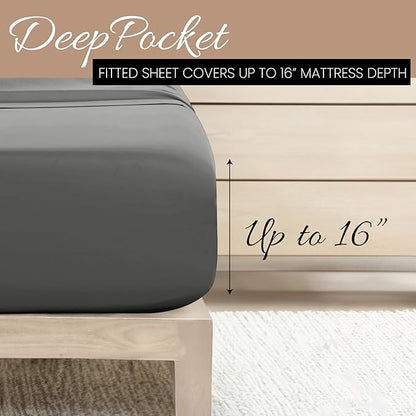 Linen Market Bed Sheets for California King Size Bed (Gray) - Sleep Better Than Ever with These Soft and Cooling California King Sheets - Deep Pocket Fits 16" Thick Beds - 4 Piece Cal King Sheet Set