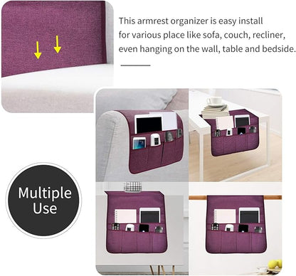 SYSOV Sofa Armrest Organizer, Remote Control Holder for Recliner Couch, Arm Chair Caddy with 6 Pockets for Magazine, Tablet, Phone, iPad
