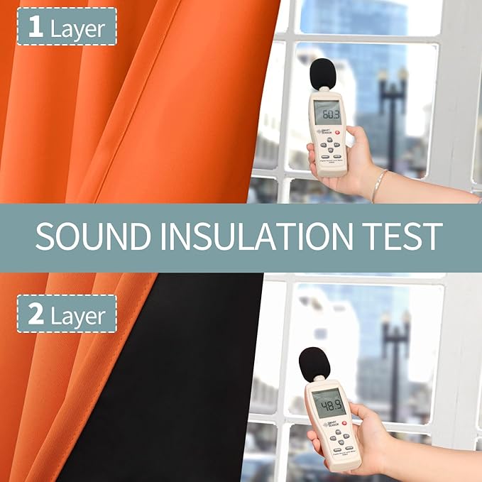BGment Burnt Orange 100% Blackout Curtains for Bedroom, Fall Full Room Darkening Noise Reducing Living Room Curtains 72 Inch Length, Thermal Insulated Rod Pocket Window Drapes 2 Panels, 42 Inch Wide