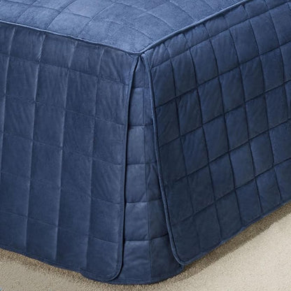 Touch of Class Camden Luxury Bedding | Warm Indigo Color | Classic Fitted Bedspread | Faux Suede Box Quilted Design | Designed 2 Piece Set Includes Twin Bedspread and 1 Standard Sham