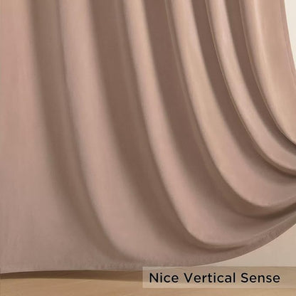 Joydeco Velvet Curtains Rose Beige Blackout Curtains Thermal Insulated 72 inches Long Window Curtains Super Soft Room Darkening Drapes for Bedroom Living Room Elegant Rod Pocket 2 Panels Rose Beige