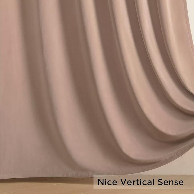Joydeco Velvet Curtains Rose Beige Blackout Curtains Thermal Insulated 84 inches Long Window Curtains Super Soft Room Darkening Drapes for Bedroom Living Room Elegant Rod Pocket 2 Panels Rose Beige