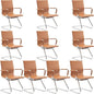 Wahson Office Guest Chairs Set of 10, Leather Reception Chairs, Mid Back Waiting Room Chair, Conference Chairs with Sled Base, Desk Chair No Wheels for Meeting/Lobby/Restroom, Terracotta