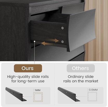 Black Tall Dresser for Bedroom, 52.8" Tall Dresser with 7 Drawers, Wood Dressers & Chests of Drawers, Accent Upright Drawer Organizers for Closet, Hallway