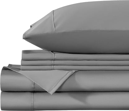 LBRO2M 1000 Thread Count 100% Egyptian Cotton Sheets Set 6 Piece Sets Queen Bed Sheet Deep Pocket Sheet Set 16" Soft Comfortable All Season (Queen, Gray)