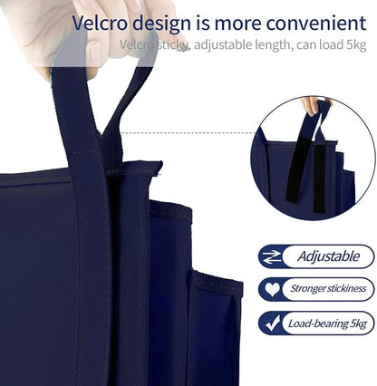 Bseash Bunk Bed Organizer, Bedside Caddy Hanging Bed Organizer Storage Bag 8 Pockets, for College Dorm Rooms Bed, Hospital Bed, Baby Bed Rails, 600D Oxford Cloth (Navy Blue)