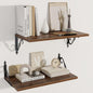 Dreamland Deep Floating Shelves, 24" W x 12" D Wall Shelves Set of 2, Wide Display Shelf Wall Mounted with Brackets, Bookshelf for Living Room, Bathroom, Bedroom, Walnut