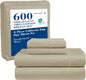 LANE LINEN 600 Thread Count 100% Mercerized Cotton California King Sheet Sets, Ultra Soft & Comfy Sateen Weave, Fully Elasticized Machine Wash Cal King Sheets Set, Naturally Cooling Cotton- Linen
