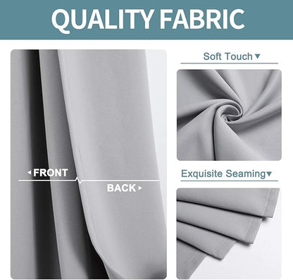 ChrisDowa Grommet Blackout Curtains for Bedroom and Living Room - 2 Panels Set Thermal Insulated Room Darkening Curtains (Light Grey, 38W x 45L)