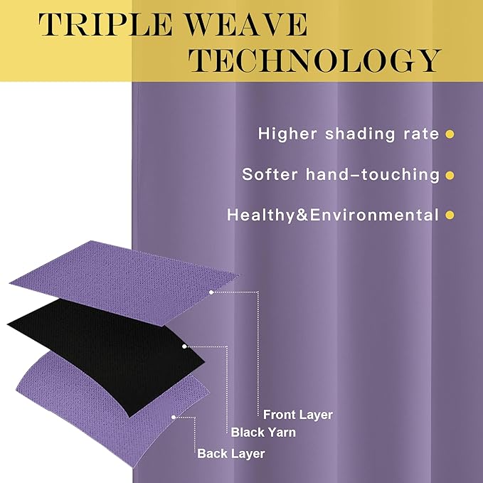 NICETOWN Door Curtain for Closet Doors 80 Inches Long 1 Panel, Blackout Doorway Curtain for Open Closet Bedroom, Room Divider Living Room for Privacy (Lilac Purple, 1 Panel, 46W x 80L)