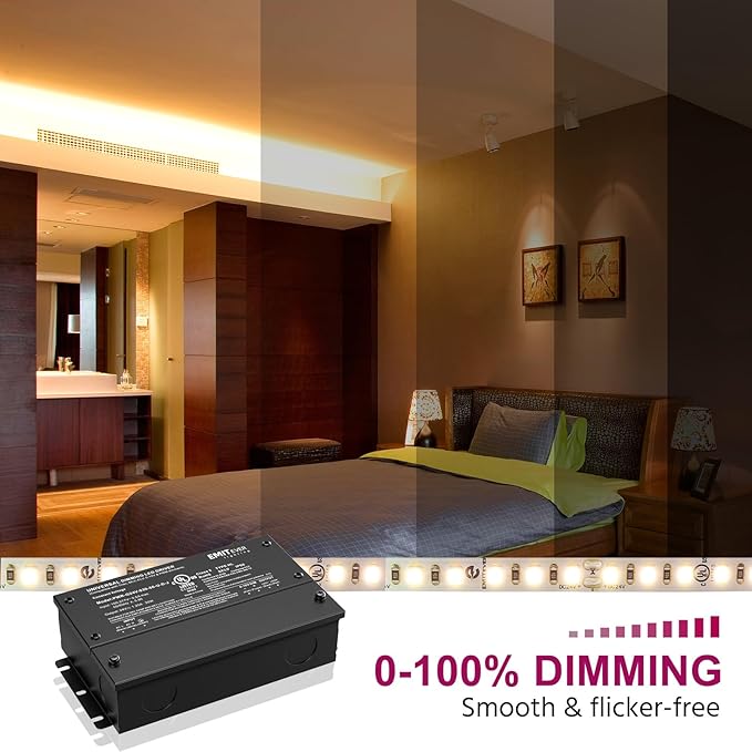 EMITEVER Dimmable Led Driver, 2 Packs 30W AC 110V-277V to DC 24V Transformer, 5-in-1 Dimming: ELV/MLV/TRIAC / 0-10V / 1-10V / 10V PWM/Potentiometer, Waterproof IP67 and UL Listed