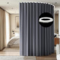 Room Divider Ceiling Mounted Curtains Track Sets Extra Wide Blackout Curtain Flexible Tracks for Bedroom Privacy Partition Separator, 1Panel Grey Drape and White Rail, W10 x H10ft