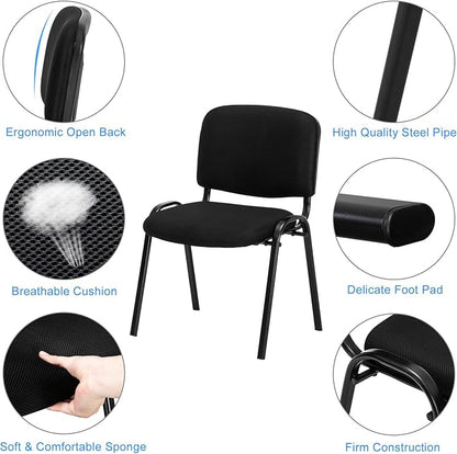 VINGLI Waiting Room Chairs - 5-Pack Black Mesh Church & Conference Room Chairs, Armless Stackable Office Guest & Reception Chairs for Meeting Room & Office Lobby