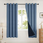 100% Blackout Curtains 72 inch Length 2 Panels Set for Dining Room Master Room, Thick Soft Linen-Look Textured Full Light Blocking Room Darkening Thermal Insulated Drapes (W52xL72, Blue)