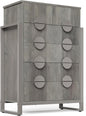 LGHM Fluted Dresser for Bedroom with 6 Drawers, Modern 6 Drawers Dressers with Semicylinder Fluted, Solid Chest of Drawers, 44.5" Tall Dresser with Stable Steel Frame, Metal Handles, Gray