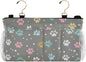 Bedside Caddy Hanging Bunk Bed Caddy Bed Organizer Hanging Pocket with 2 Hooks Bedside Storage Organizer Pocket Bag Holder Paw Print Dots Stars Grey