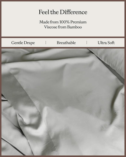 Cozy Earth Luxury Bed Sheet Set - 100% Viscose from Bamboo Fabric, Ultra-Soft & Breathable, Fits Regular & Deep Pocket Mattresses up to 20" - 4 Pieces Queen Sheet Set Gray