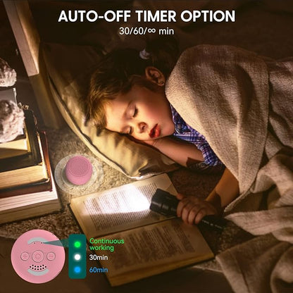 Babelio White Noise Sound Machine for Adults Kids Baby, Mini, 15 Non-looping Sounds, Timer, Memory Function, Easy to Pocket and Travel Pink
