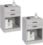 ADORNEVE Nightstands Set of 2,Grey Nightstand with Charging Station & Drawers,Night Stands for Bedrooms Set of 2