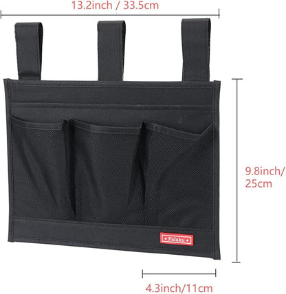 Falaku Hanging Bedside Caddy,Bedside Organizer Caddy for Bed Rails(4 Pockets-Black)