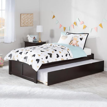 AFI Concord Twin Size Platform Bed with Footboard & Twin Trundle in Espresso