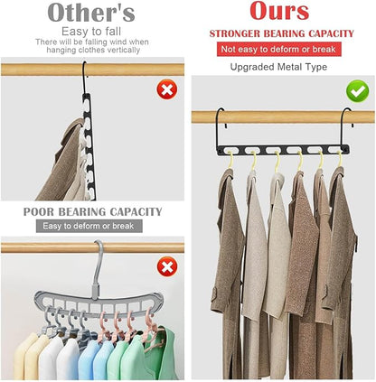 12 Pack Space Saving Hangers for Clothes, Collapsible Metal Hangers Organizer, Clothes Space Savers, Closet Organizers and Storage, Dorm Room Essentials, Black