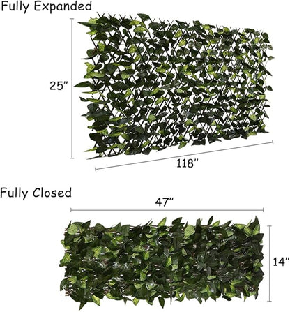 GLANT Expandable Fence Privacy Screen for Balcony Patio Outdoor,Decorative Faux Ivy Fencing Panel,Artificial Hedges (Single Sided Leaves) (2, Green-Verdant)
