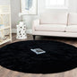 Latepis Round Area Rugs 5ft Black Fuzzy Rug Washable Faux Rabbit Fur Fluffy Plush Shaggy Rugs for Living Room Bedroom Nursery Kids Rug Cute Room Decor