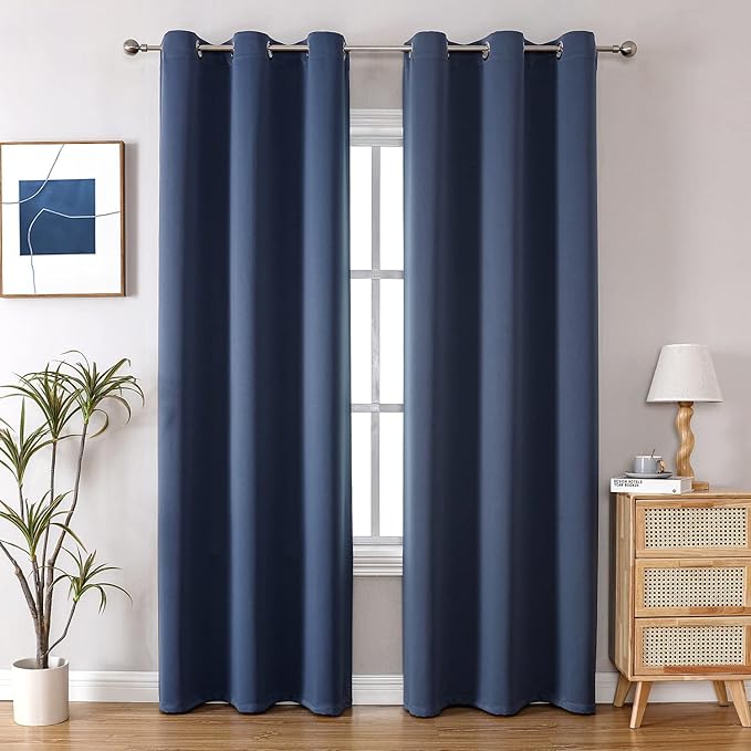 ChrisDowa Blackout Curtains 78 inches Long for Bedroom - 2 Panels Set Grommet Thermal Insulated Room Darkening Curtains for Living Room (Stone Blue, 42 x 78 Inch)