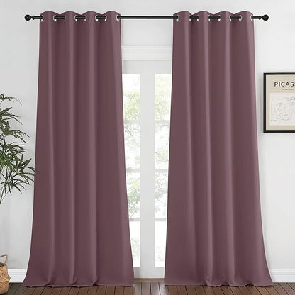 NICETOWN Bedroom Curtain Room Darkening Drapery 102 inches Length - Home Fashion Thermal Insulated Grommet Room Darkening Curtain for Living Room (Dry Rose, 1 Panel, 52 x 102 inches)