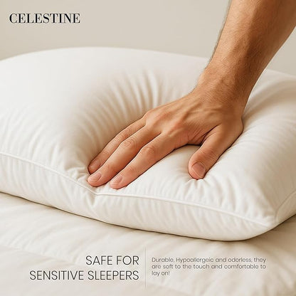CELESTINE King Size Bed Pillows Set of 4 – Soft & Supportive Down Alternative Microfiber Filling, Plush White 36x20 Sleeping Pillows for Side and Back Sleepers, Breathable, Machine Washable