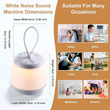 Upgraded Travel White Noise Sound Machine for Baby Adult, Portable Sleep Machine with Night Light and 21 Soothing Sounds, Timer and Memory Function, for Home Office Yoga Meditation Relaxing