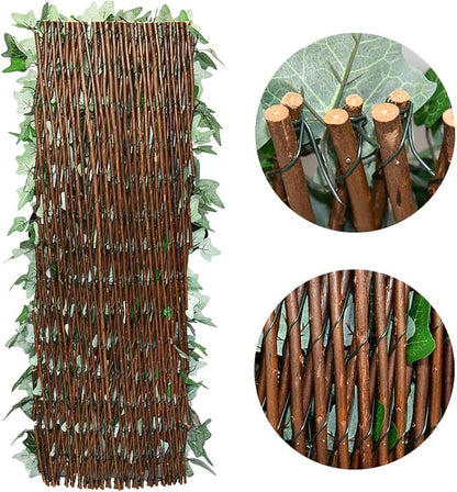 Sumery Expandable Fence Privacy Screen for Balcony Patio Outdoor,Decorative Faux Ivy Fencing Panel,Artificial Hedges (Single Sided Leaves) (2, Green-Ivy)